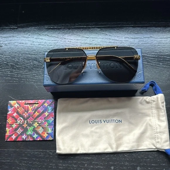 Louis Vuitton Ash 1.1 Millionaires Pilot Z1261W Gold Rimless Aviators - Picture 6 of 13